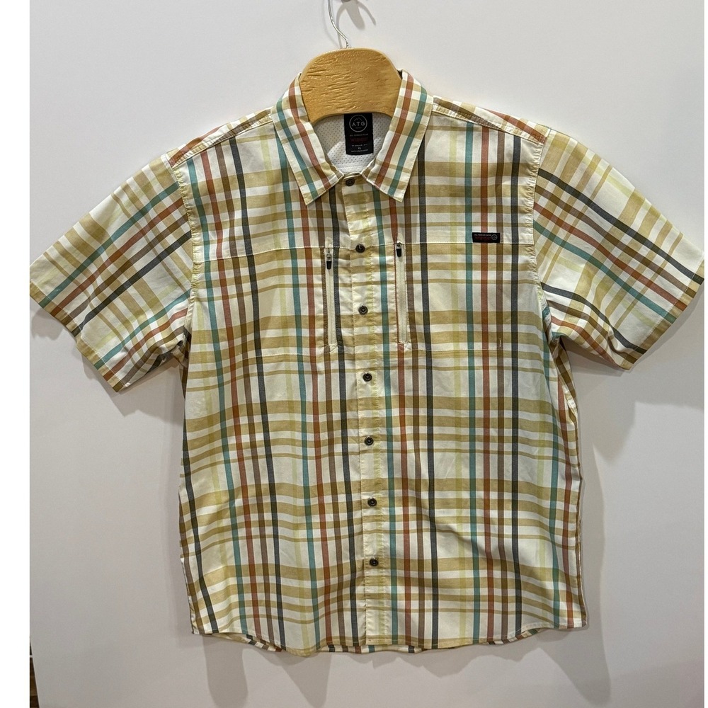 Wrangler ATG Mens XL Plaid Short Sleeve Button Down‎ Shirt Multi-Color